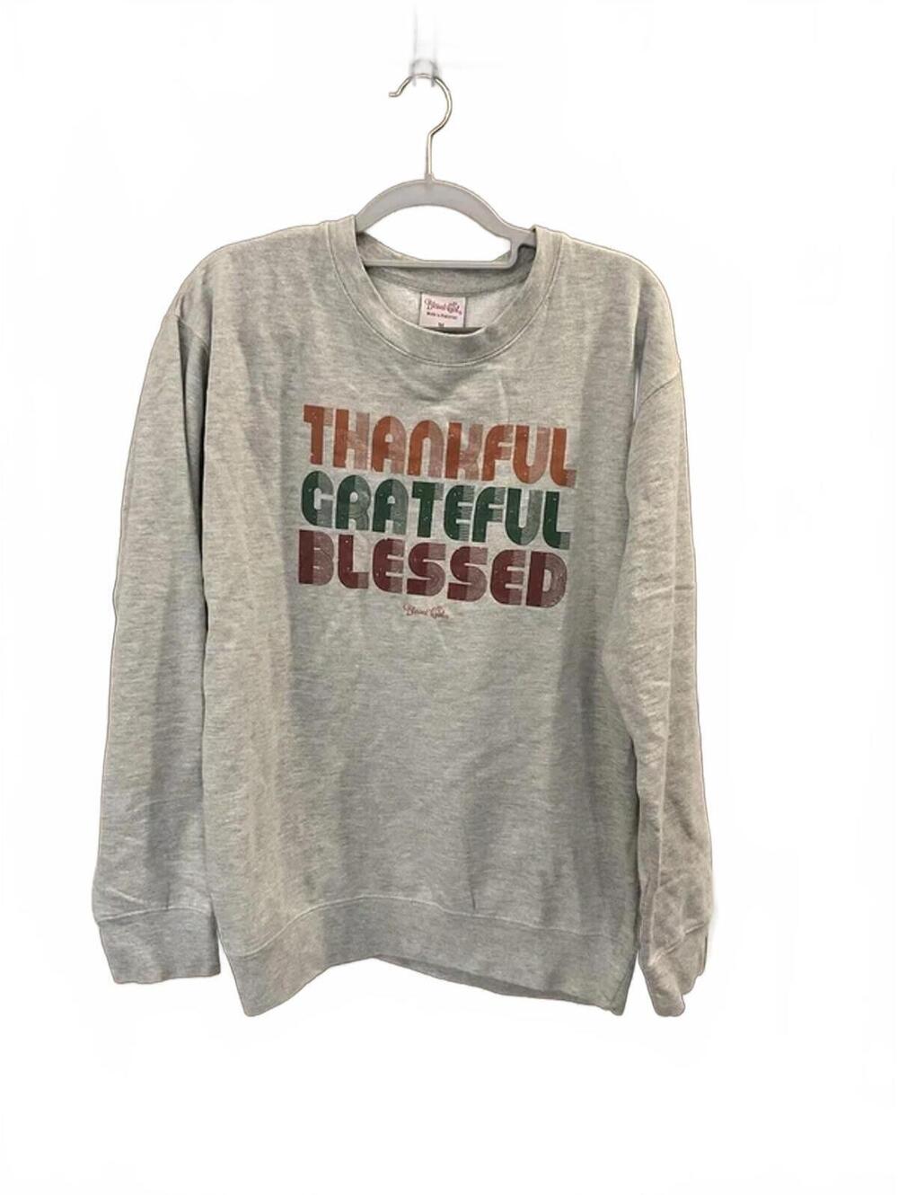 Blessed Girl Womens Crew Neck Long Sleeve Gray Sweat Shirt Size M